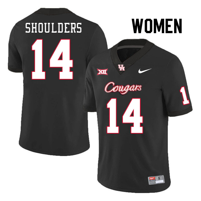 Women #14 Marquis Shoulders Houston Cougars College Football Jerseys Stitched-Black